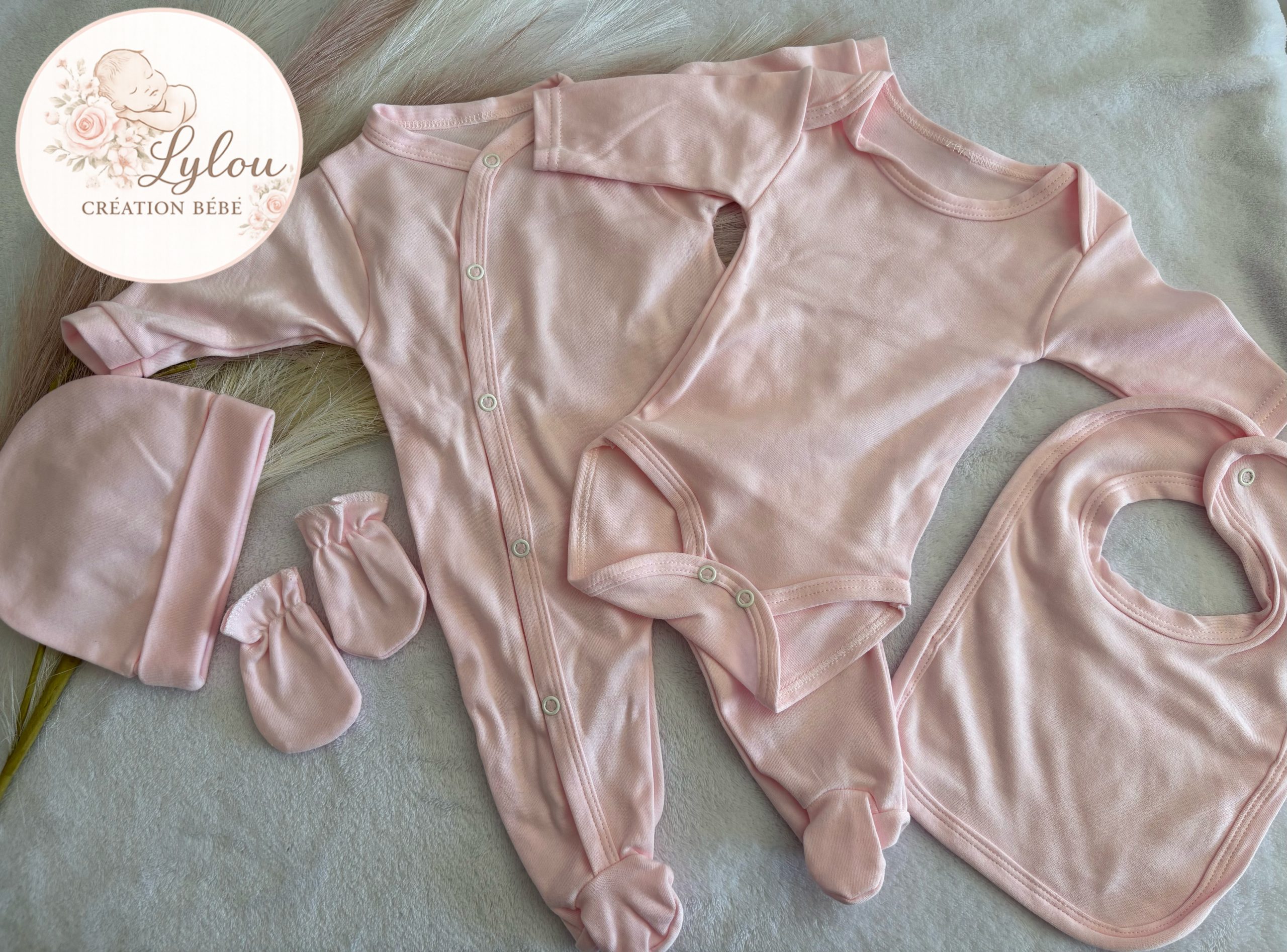 Ensemble naissance bébé 5 pièces en coton - Doux, confortable personnalisable – Image 2
