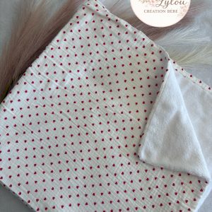 Plaid bébé gaze de coton- Motif cœurs doux et personnalisable