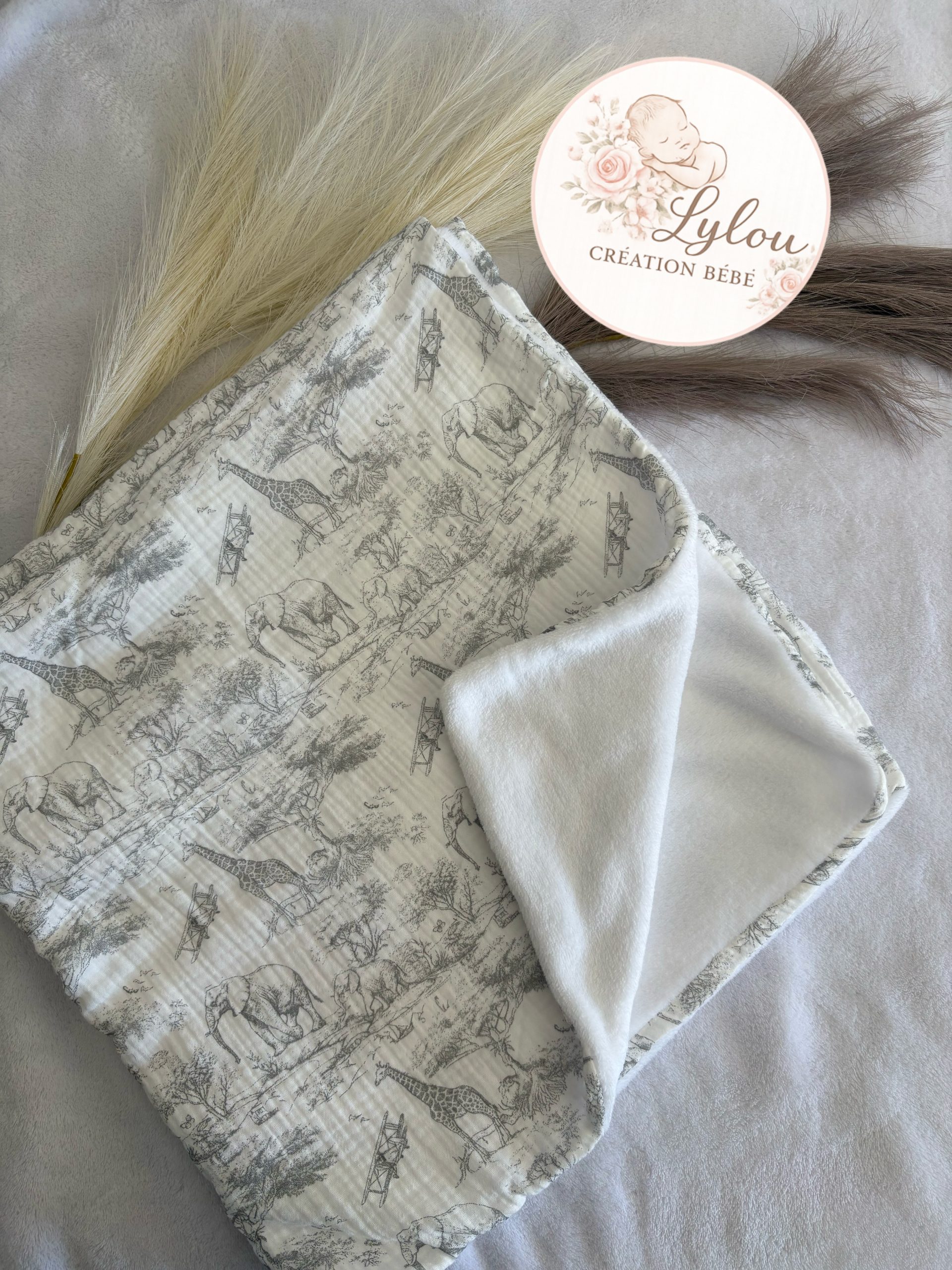 Plaid bébé gaze de coton safari